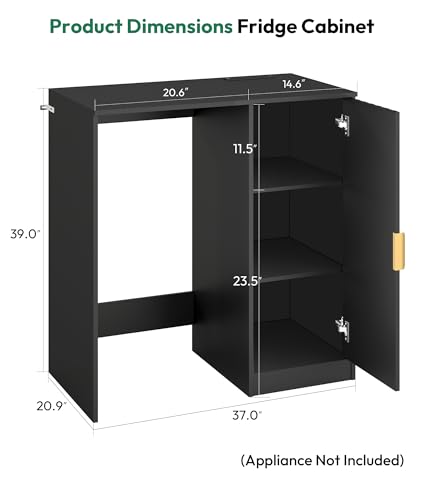Lamtor Coffee Bar with Mini Fridge Space - Coffee Bar Cabinet with Power Outlet, Fluted Mini Fridge Cabinet with Adjustable Shelf for Kitchen Dining Room Living Room, Black