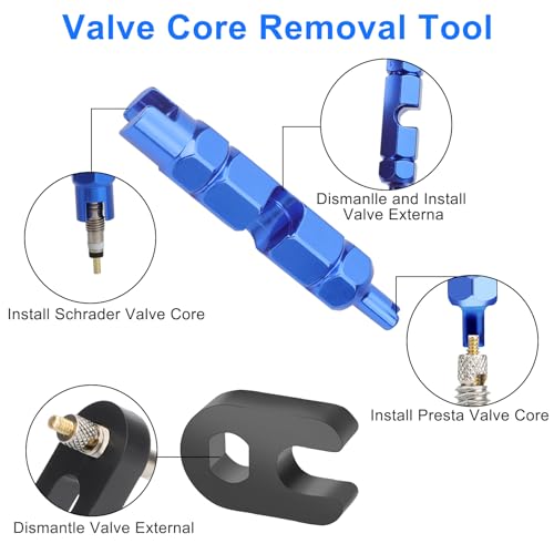 Image of Linkstyle 44PCS Presta Valve Core Cap Kit with Removal Repair Tool, Tire Valve Stem Core Quickly Replacement Tool Kit