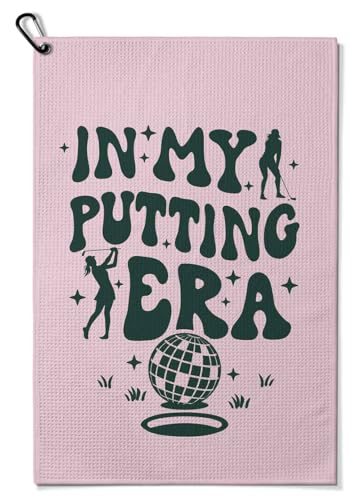 Ladies Golf Towel with Clip,Funny Golf Bag Accessories for Women,16"x24"inch Microfiber Waffle Weave Golf Towel,Golf Gifts for Mom Grandma Sister, Birthday Christmas Retirement Golfer Gifts Pink