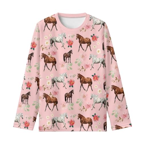 Image of Renewold Boys Girls Tees Kids T-Shirt Long Sleeve Crewneck T Shirts Casual Athletic Tops Clothing for Home School Travel