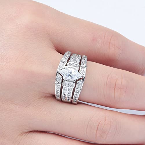Wedding Ring Sets Vintage, Wedding Rings Vintage 3Pcs Copper Three Layer Full Diamond Ring Valentines Day Rings Jewelry Gift for Women2