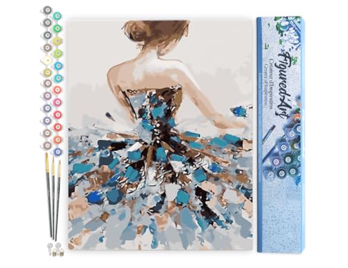 Figured'Art Pintar por Numeros Adultos Espalda de bailarina clásico - Manualidades pintura acrilica Kit Cuadro DIY completo - 40x50cm sin bastidor