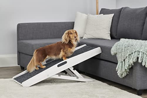 Carlson 39.5" Indoor Pet Ramp, White, Collapsible, Adjustable Height, Includes Handles, Non-Slip Carpet, And Rubber Feet #TOP1