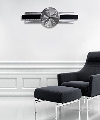 Statements2000 Silver & Black Modern Hanging Metal Wall Clock - Unique Contemporary Functional Metal Wall Art By Jon Allen - Infinite Orbit #TOP1