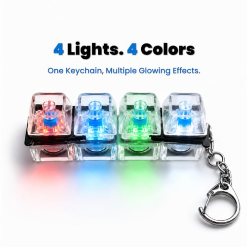 Image of Toy Imagine LED Keyboard Keychain (Pack of 4) Fidget Toy 4-in-1 Stress Relief Clicky Buttons with Lights Use on Bags, Keys & Purses Portable Finger Fidget Toy for Kids & Adults Perfect for Gifting