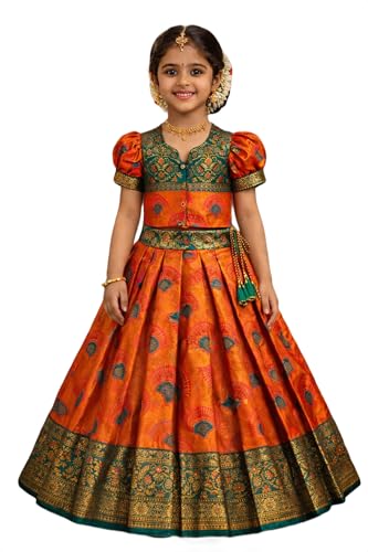 Chaniya Choli fille Amzira en jacquard pour mariages et fêtes