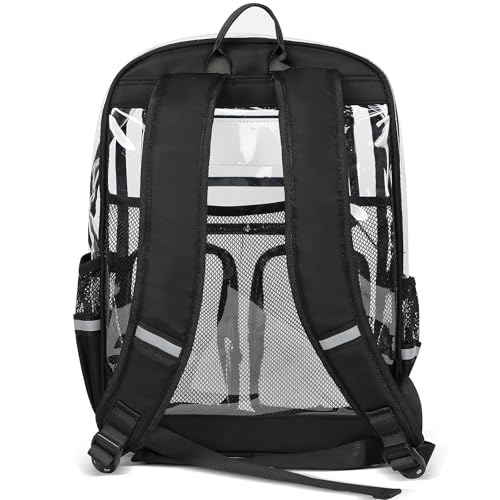Clear Backpack for School - 17" Transparent Backpacks With Water-Resistant PVC Plastic Material and Ruggedly Reinforced Shoulder Straps, School Bag for Teen Boys Girls Black2