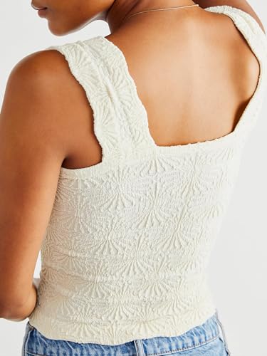 Jar of Love Womens Tank Top Square Neck Wide Strap Crop Tops Flower Going Out Tops Slim Fit Lettuce Trim Summer Cami Tops2