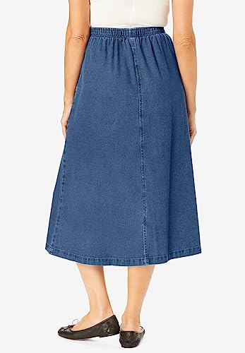 Woman Within Plus Size Petite Womens Plus-Size 7-Day Elastic-Waist All-Cotton Pull-On Denim Jeans Skirt2