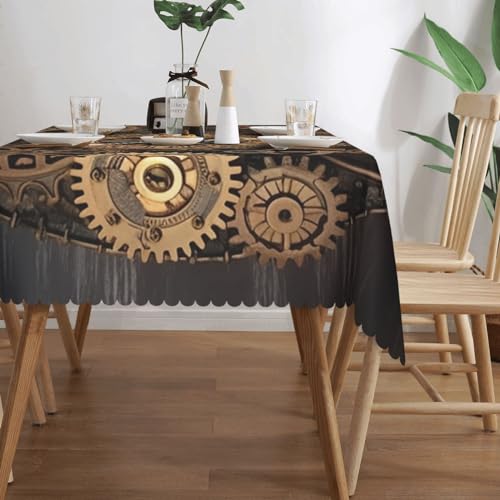 Nappe rectangulaire en polyester pour table de salle à manger repas thématique horloge - 4