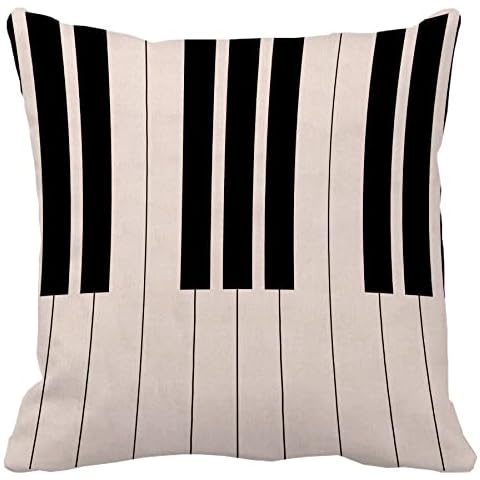 Decorbox Piano Keyboard Simple Music Theme Throw Pillow Case Fall Autumn Winter Christmas Themed Decor Pillowcase Sham Decorative Cushion Cover 16*16 Inch Beige Cotton Blend Linen Home Decoration Gift Cover