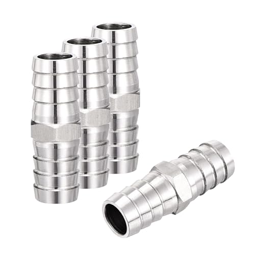 Rebower 4 Pack Stainless Steel Hose Barb to Adapter, 5/16" Barb x 5/16" for Industrial, Automotive, Fluid Transfer, Home Gardening, and Water Treatment