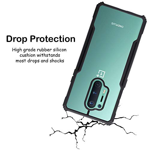 Image of LIRAMARK Transparent Clear Shock Proof Back Cover Case Designed for OnePlus 8 Pro / 1+8 Pro (Black)