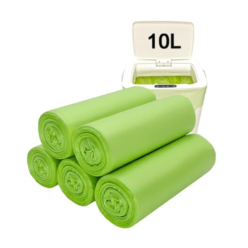 KeenKiD 10L Bin Liners 100PCS Compostable Biodegradable Food Waste Bags Small Green Food Caddy Bag Clear Recycling Liner for Kitchen Office Bathroom