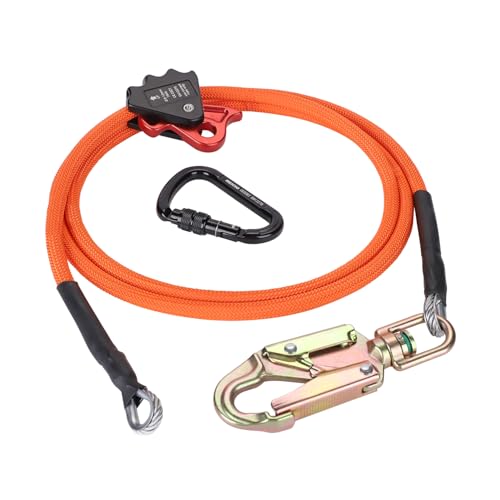 1/2 X 8 Steel Wire Core Flipline W/Better Grab Adjuster & Steel Swivel Arborist Equipment Positioning Lanyard Climbing Flipline for Fall Protection Arborist Tree Climbers (1/2 x 8 ft)