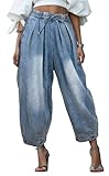 Photo Gallery uqje pantaloni baggy jeans larghi da donna curvy a gamba larga plus size pantaloni in denim con vita elastica allentata con tasche profonde azzurro, azzurro 2, xl Photo Gallery uqje pantaloni baggy jeans larghi da donna curvy a gamba larga plus size pantaloni in denim con vita elastica allentata con tasche profonde azzurro, azzurro 2, xl
