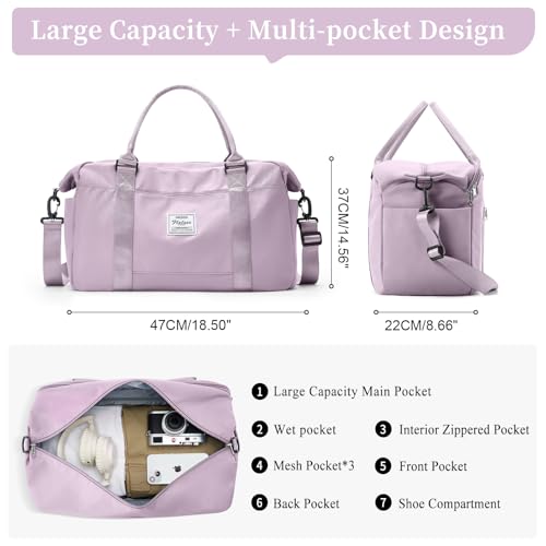 Travel Weekender Bag for Women,Travel Duffel Bag with Computer Compartment, Overnight Carry On Tote Bag with Trolley Sleeve for Weekend Travel Business Trip,Purple3