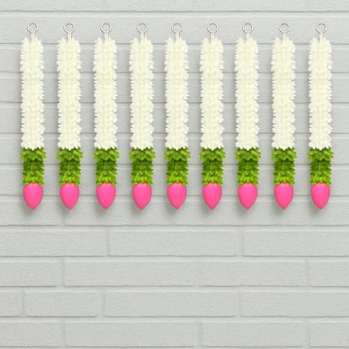 Image of S2S Artificial Flower Garland with Plastic Lotus Base (Pack of 5) (24 Inch) | Reusable Fabric Petal Toran for Wedding, Diwali, Festival & Home Decoration