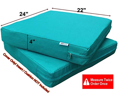QQbed 6 Pack Outdoor Patio Chair Washable Cushion Pillow Seat Covers Extra Large 24"X22"X4" - Replacement Covers Only (24"X22"X4" 6 Pack, Blue) - Thumbnail 6