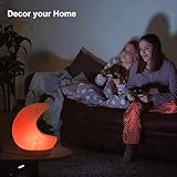 FANHAO Moon Shaped Himalayan Salt Lamp with 8 Color Changing, USB Salt Rock Lamp Night Light for Gift and Home Decor, Neem Wooden Base - Image 5