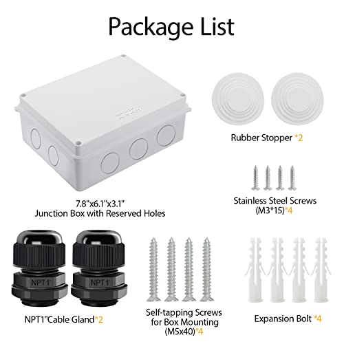 Lemotech Junction Box With Reserved Holes Abs Plastic Electrical Box Ip65 Waterproof Dustproof Project Enclosure For Electronics White 7.9 X 6.1 X 3.1 Inch #TOP5