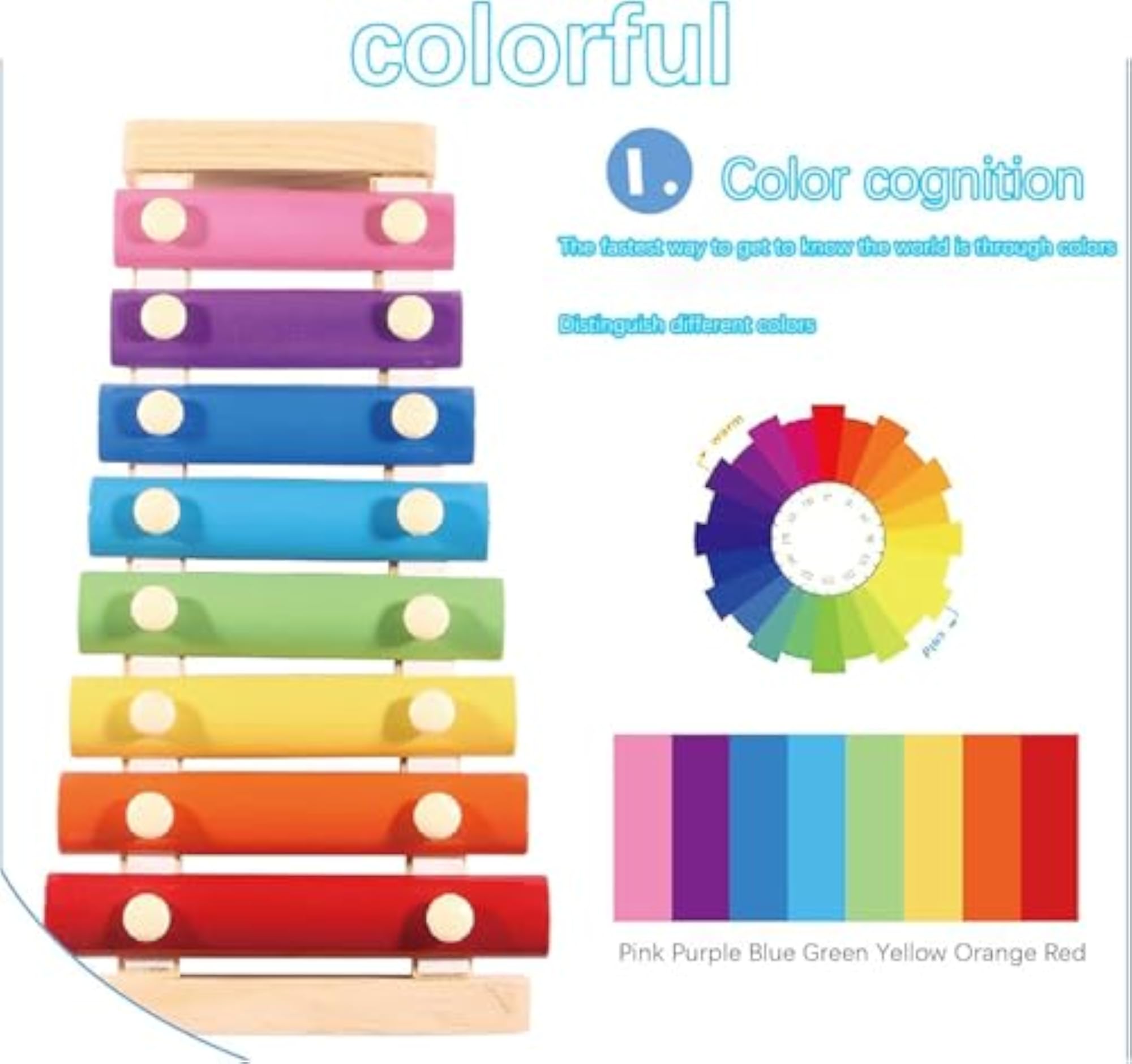 Wooden Xylophone for 8 Colorful Notes