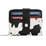 Sunwel Fashion Cow Prints Wallet Card Slots Small Wallet with Zipper Coin Pouch Wallet for Women Girls (COW PRINT BLACK)