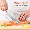 Sunnecko Knife Set with Block and Sharpener, 15 Piece Kitchen Knife Block Set Sharp Kitchen Knives High Carbon Stainless Steel with White Handles