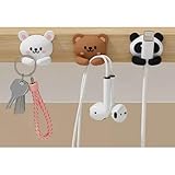 3pcs Cute Animal Cable Organizer Adorable Panda Rabbit Bear Shaped Cable Clips Desk Management Cord Holder for Nightstand Headphones Chargers USB