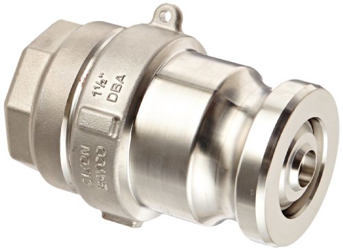 Dixon DBA73-150 Stainless Steel 304 Dry Break Cam and Groove Dry Disconnect Hose Fitting, 2" Plug x 1-1/2" NPT Female
