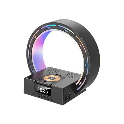 QUXVUIS Altavoz para reproducción inalámbrica de Tarjetas, Plug and Play, Bluetooth, Reloj Digital inalámbrico, Soporte para teléfono, batería de 1200 mAh
