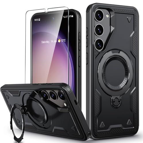 Image of for Samsung Galaxy S23 Case Magnetic with stand, with Mag-Safe, with Screen Protector, Wireless Charging, Shockproof for Samsung S23 5G Phone Case, Ring Holder Phone Cover, for Samsung S23