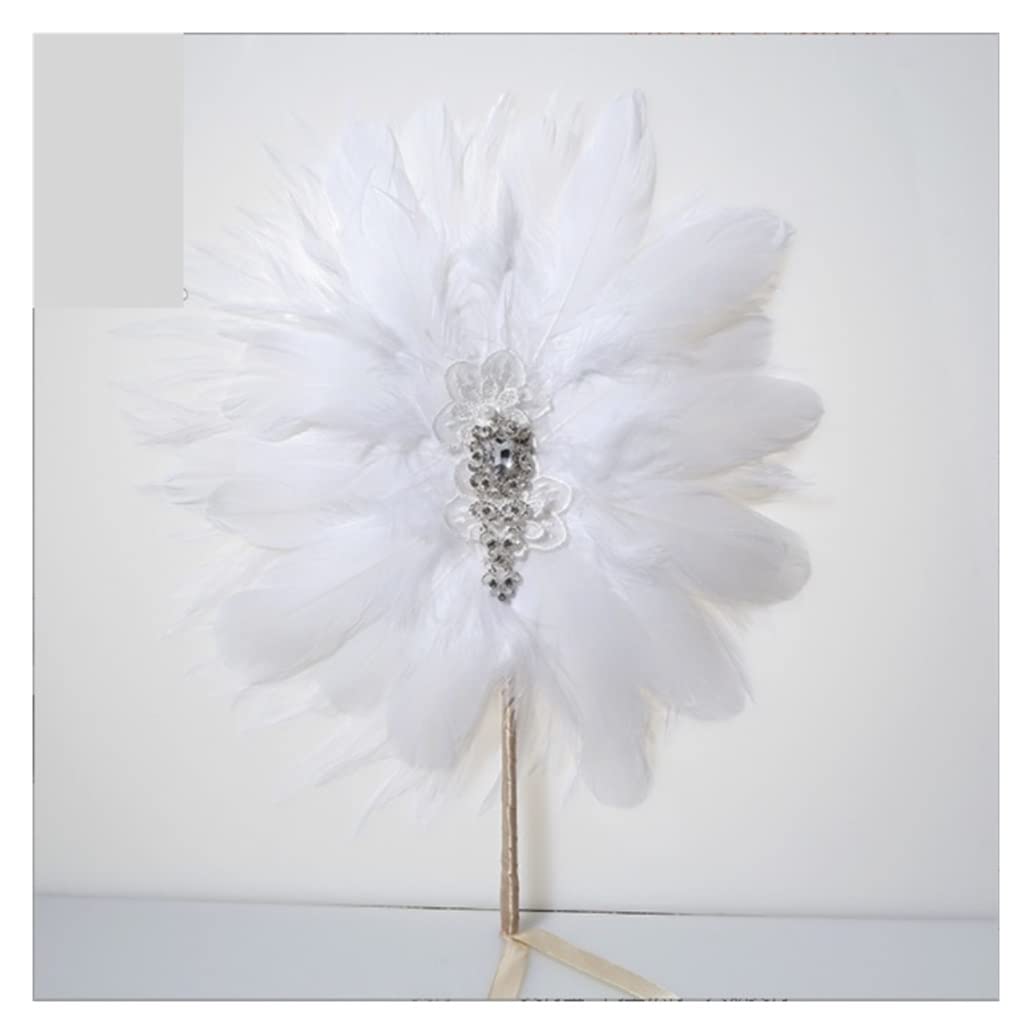 DANNMPX Display Fans Fan Bridal Feather Bouquet Decorative Crystal Bridesmaid Wedding Flapper Folding Hand Held(D)