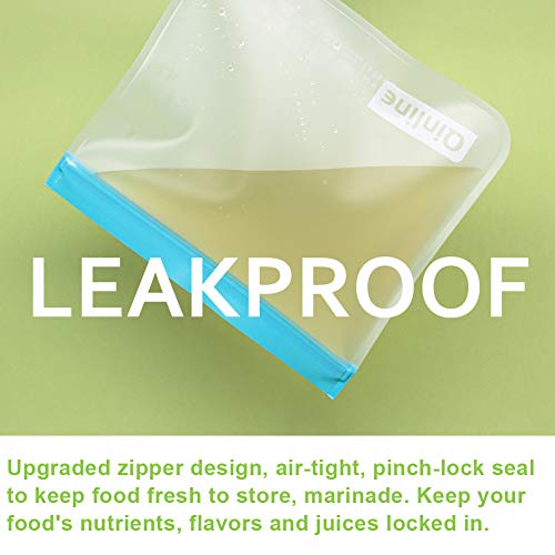 image for Qinline Reusable Storage Bags - 10 Pack Leakproof Freezer Bag(5 Reusab