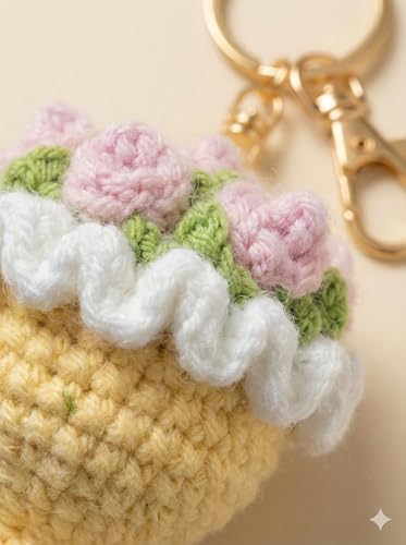 Image of Handmade Crochet Flower Keychain for Bags Keys Purse Backpack Cute Aesthetic Yarn Keyring Bag Charm Handmade Soft Thread Flower Keychain for Girls Women Kids Gifting and Daily Use