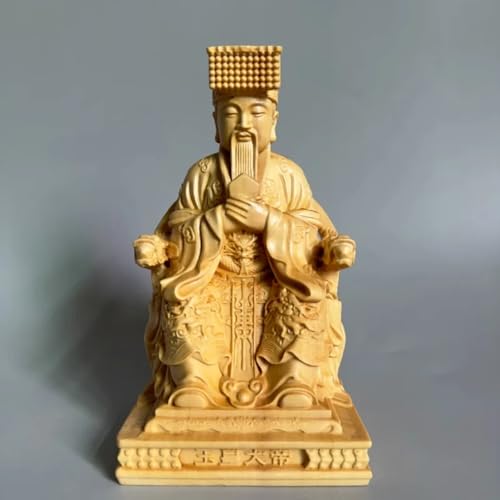 Estatua tallada en madera del Emperador Jade de 10 cm miniatura 1