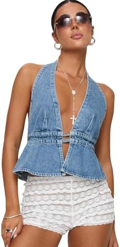Princess Polly Sequoia Denim Chambray Corset Crop Top