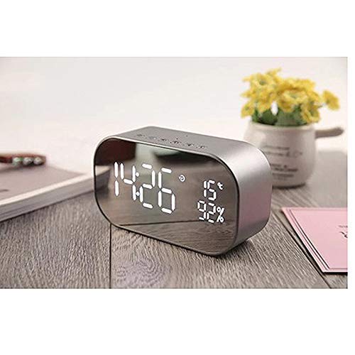 Multifunktionaler Led-wecker Mit Fm-Radio Wireless Bluetooth-lautsprecherspiegel Display-unterstützung Aux Tf USB-Musik-Player Wireless Audio