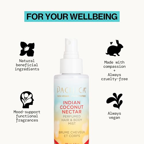 Pacifica Beauty Indian Coconut Nectar Perfumed Hair & Body Mist, Indian Coconut Nectar, 6 Fluid Ounce