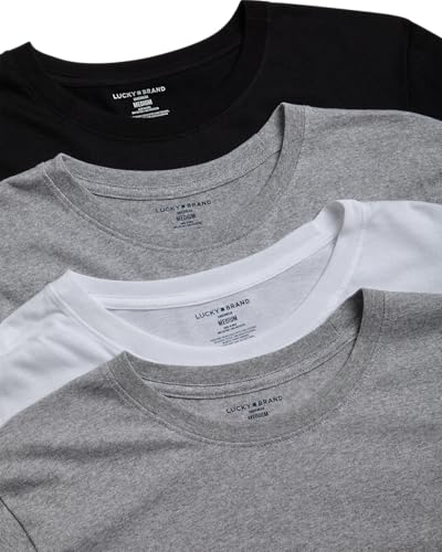 Lucky Brand Mens Undershirts - 4 Pack 100% Cotton Crewneck & V Neck Undershirts for Men - Basic Underlayer T-Shirts for Men4