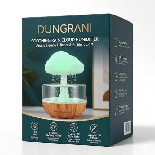 Image of Smart Ultrasonic Rain Cloud Humidifier & Essential Oil Diffuser | Real Water Drops Sound, 7-Color LED Night Light | USB-Powered Aromatherapy for Relaxation, Sleep & Home Decor