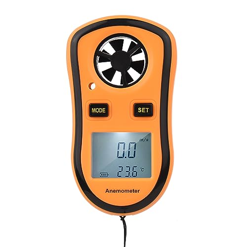 Domary Digital Anemometer Handheld Wind Speed Meter Air Velocity Temperature Tester with LCD Backlit Wind Chill for Surfing Sailing Orange ABS 59g