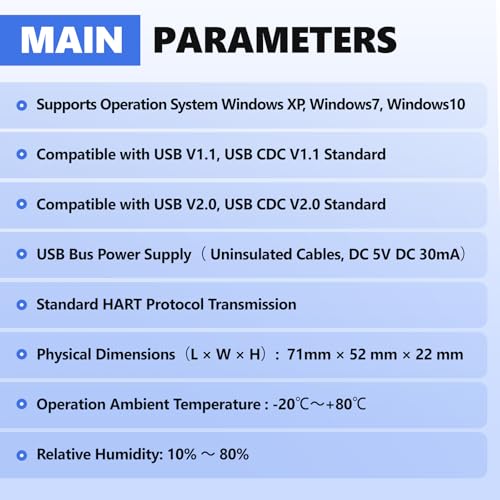 Image of YJINGRUI USB Hart Modem, USB to Hart Protocol Modem Convertor | Hart Transmitter, For Rosemount /E+H /Siemens /Cologne /Yokogawa /SIC, Supporting Windows XP /7 /10