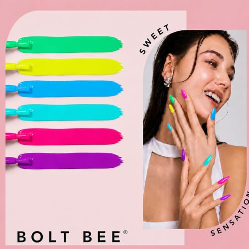 Image of Bolt Bee Gel Polish Kit Gel Polish Set,6 Colors Light Soft Sakura White Nude Spring Soak Off Nail Art Design Manicure Kit at Home (24)