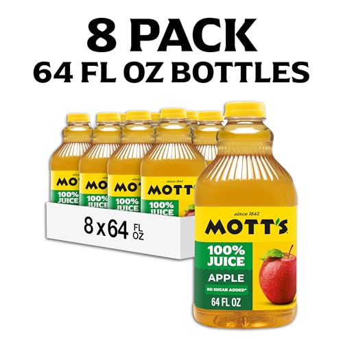 Image of Mott's 100% Original Apple Juice, 64 Fl Oz Bottle (Pack Of 8), 2 Servings Of Fruit Per Cup, 100% Fruit Juice, Gluten-free, Caffeine-free, Kosher, And Contains No Artificial Colors Or Sweeteners