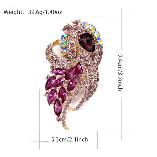 Image of LAXPICOL Vintage Clear Austrian Crystal Elegant Flower Bouquet Wing Brooch for Women