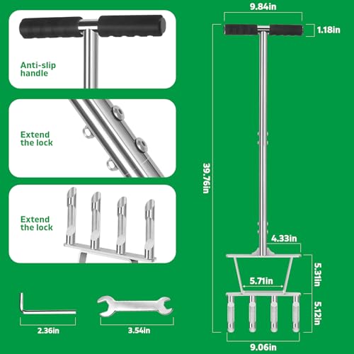 Aerador manual para césped con 4 púas huecas miniatura 4