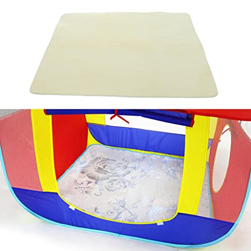 Image of 1.2M Soft Coral Fleece Kids Baby Indoor Playhouse Tent Carpet Rug Pad Bedroom Cushion Floor Activity Toy -Square Beige