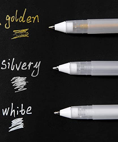 Image of Art Ranger White Highlight Gel Pen for Hand Paint Design & Highlight For Mandala Art, Black Paper & Doodling (Pack of 3 Pens) (Silver)