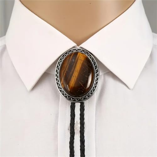 Image of Jeilwiy Bolo Tie for Men Western Cowboy Tie Necklace Gold Bolo Tie Leather Necktie Halloween Tie Accessories for Women